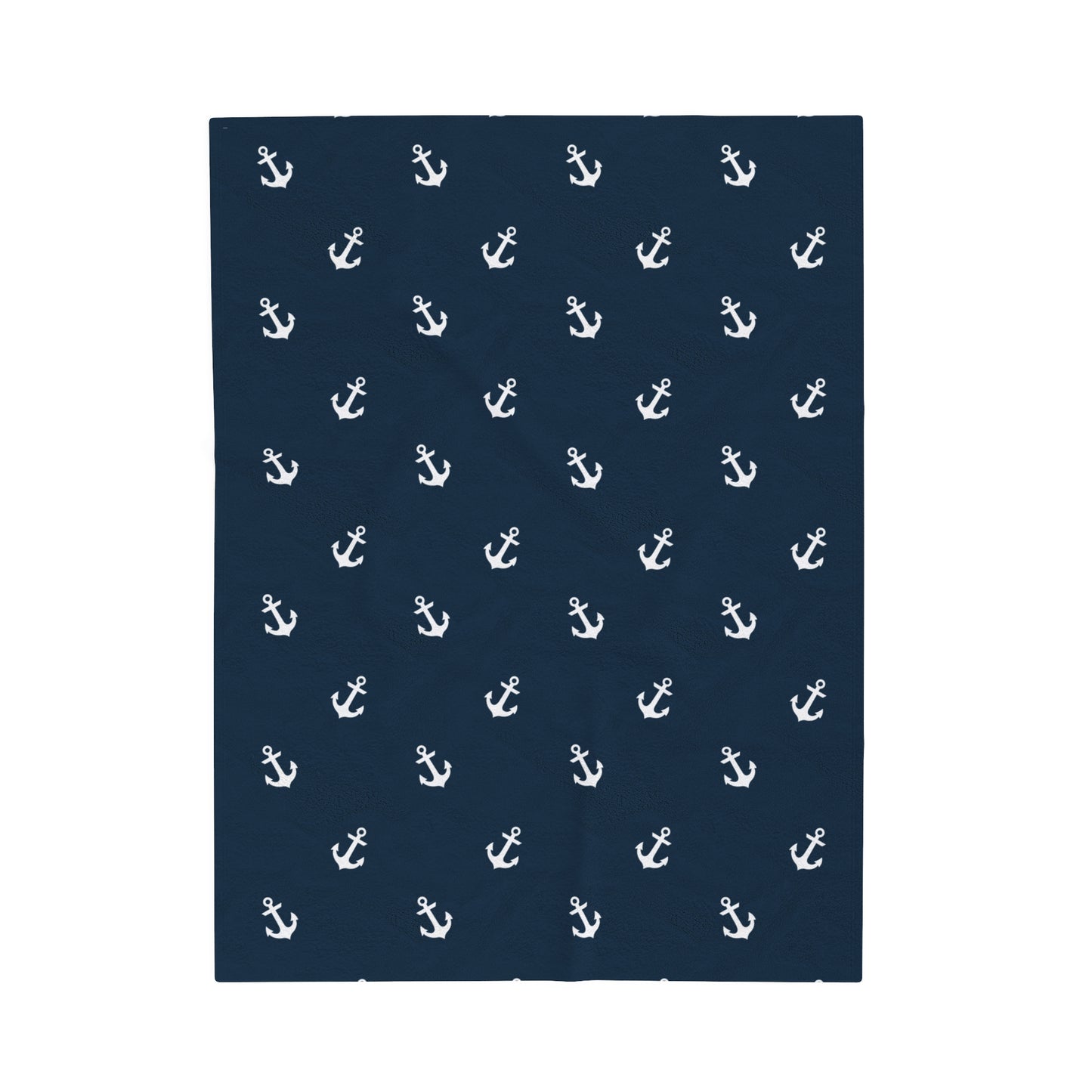 Navy Blue With White Anchors Nautical Design Velveteen Plush Blanket, Boat Blanket, Nautical Gift Idea, Nautical Decor, Boat Gift