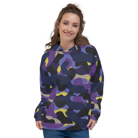 Purple Black Blue Camo Unisex Hoodie