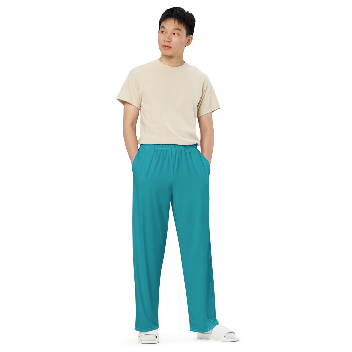 Lagoon Blue unisex wide-leg pants, Sailing pants, cruising pants, Summer casual pants