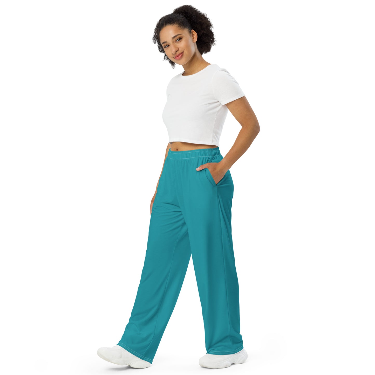 Lagoon Blue unisex wide-leg pants, Sailing pants, cruising pants, Summer casual pants