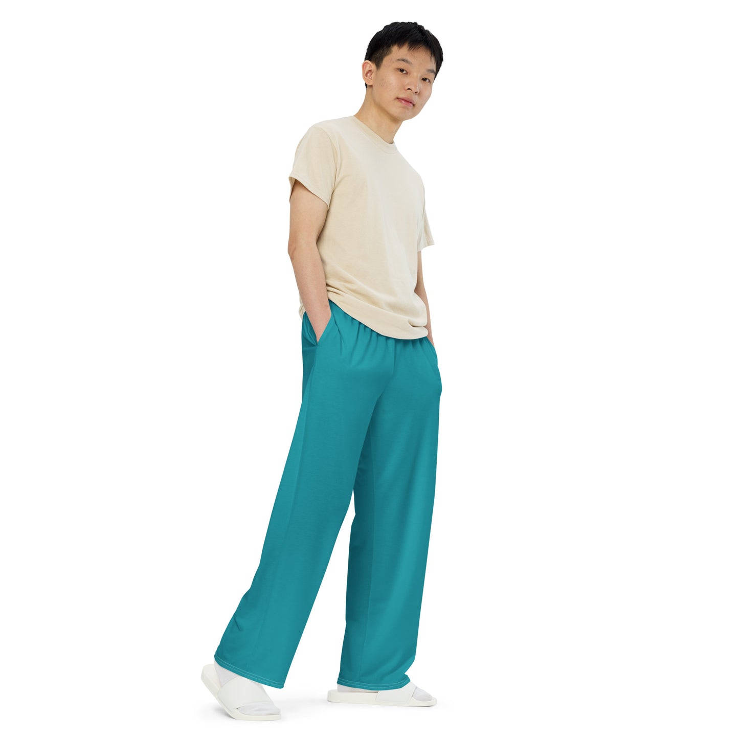 Lagoon Blue unisex wide-leg pants, Sailing pants, cruising pants, Summer casual pants
