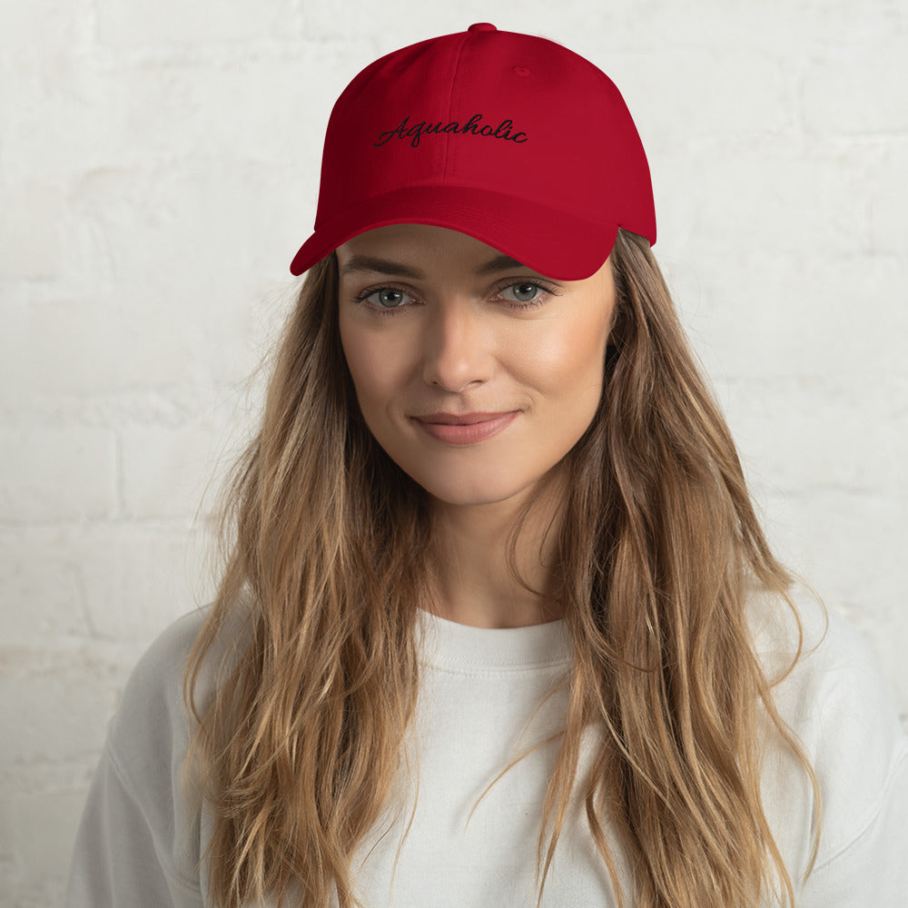 Aquaholic embroidered Dad hat, Boat name cap, Personalized Custom cap