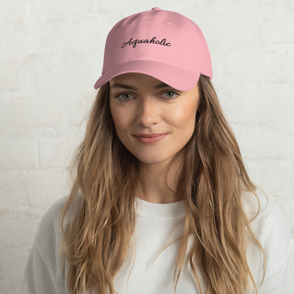 Aquaholic embroidered Dad hat, Boat name cap, Personalized Custom cap