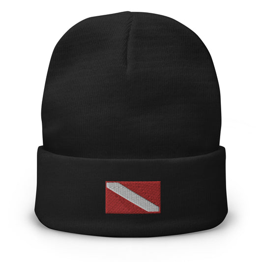 DIVER DOWN FLAG Embroidered Beanie