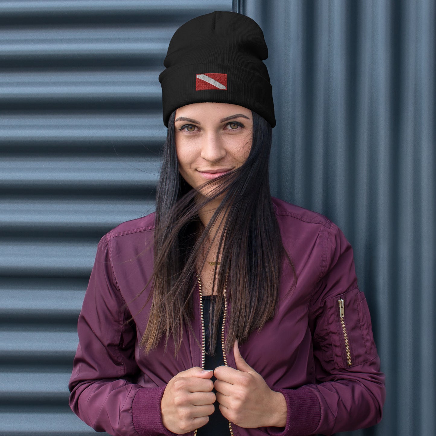 DIVER DOWN FLAG Embroidered Beanie