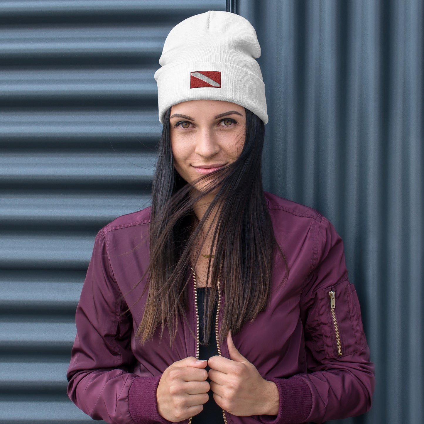 DIVER DOWN FLAG Embroidered Beanie