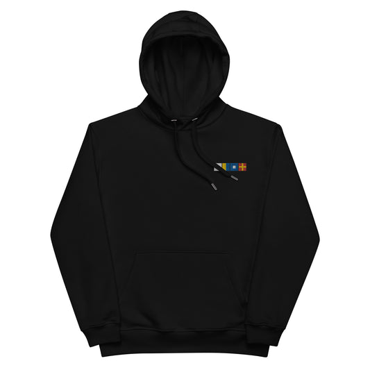 SKPR (skipper) spelled out with Embroidered Nautical Flags Premium eco hoodie, Nautical Gift
