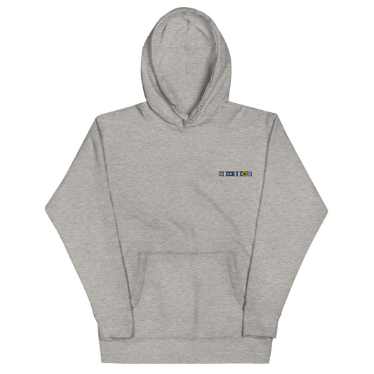 CAPTAIN spelled out with embroidered nautical signal flags Unisex Hoodie, Boating Hoodie