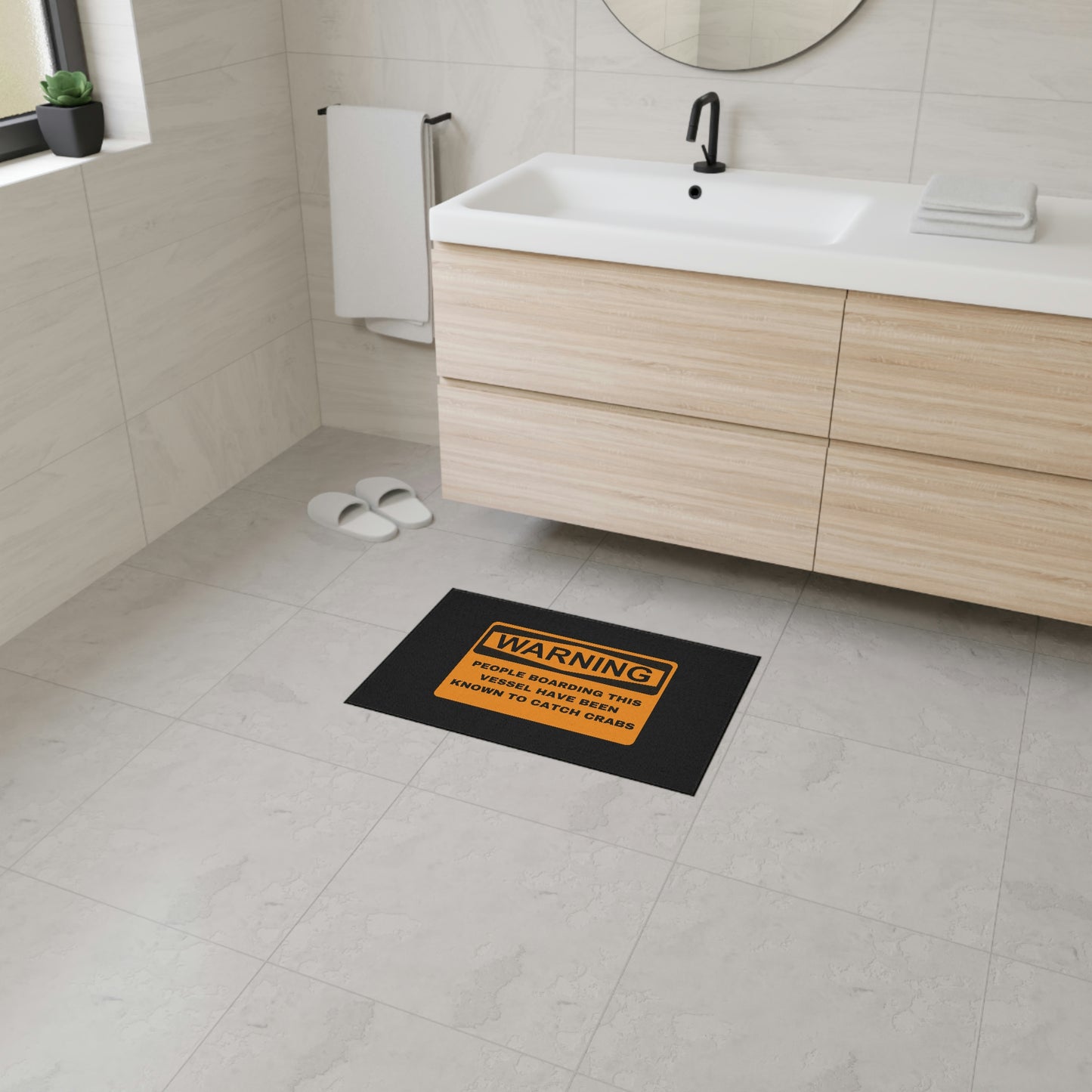 Funny Nautical Heavy Duty Floor Mat, Warning People Boarding This Vessel Have Been Known To Catch Crabs, Dock Mat