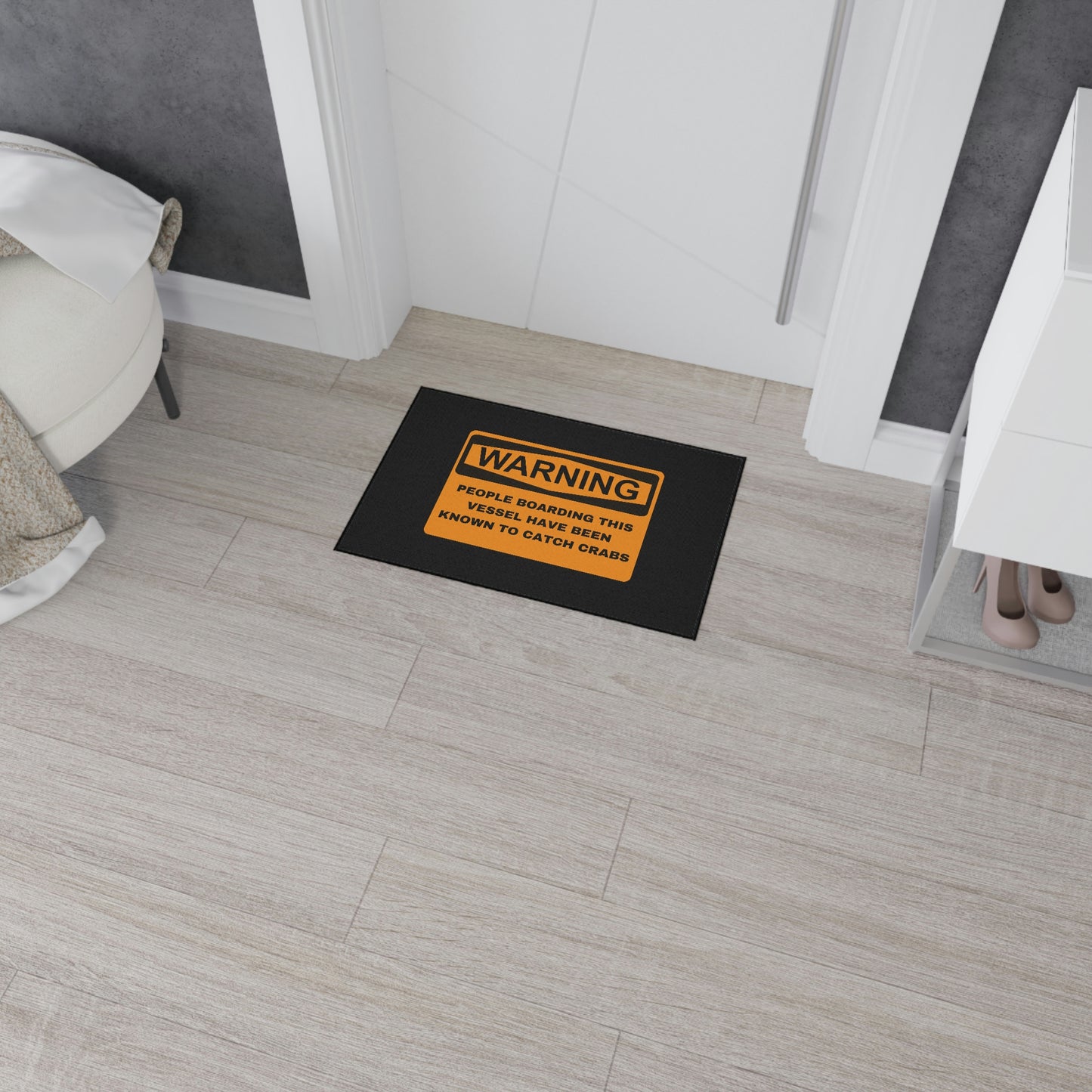 Funny Nautical Heavy Duty Floor Mat, Warning People Boarding This Vessel Have Been Known To Catch Crabs, Dock Mat