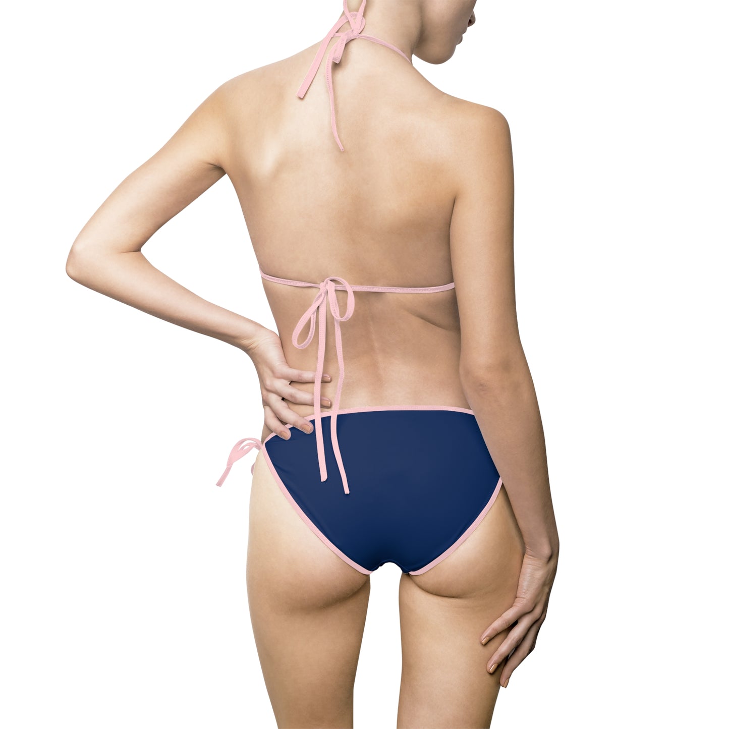 Women's Navy Blue Bikini Swimsuit, Dark Blue two piece bikini ( choose from yellow, white, blue, black, or pink straps)