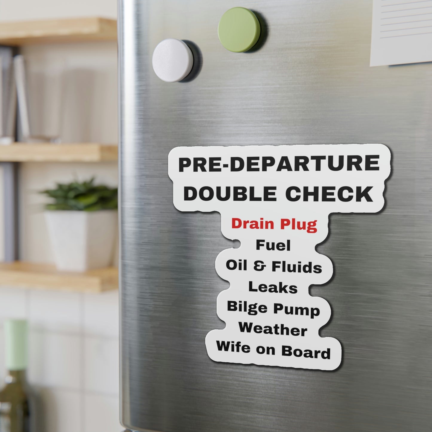 Boat Pre-Departure Double Checklist Die-Cut Refrigerator Magnets, Boat Gift, Gift for Skipper