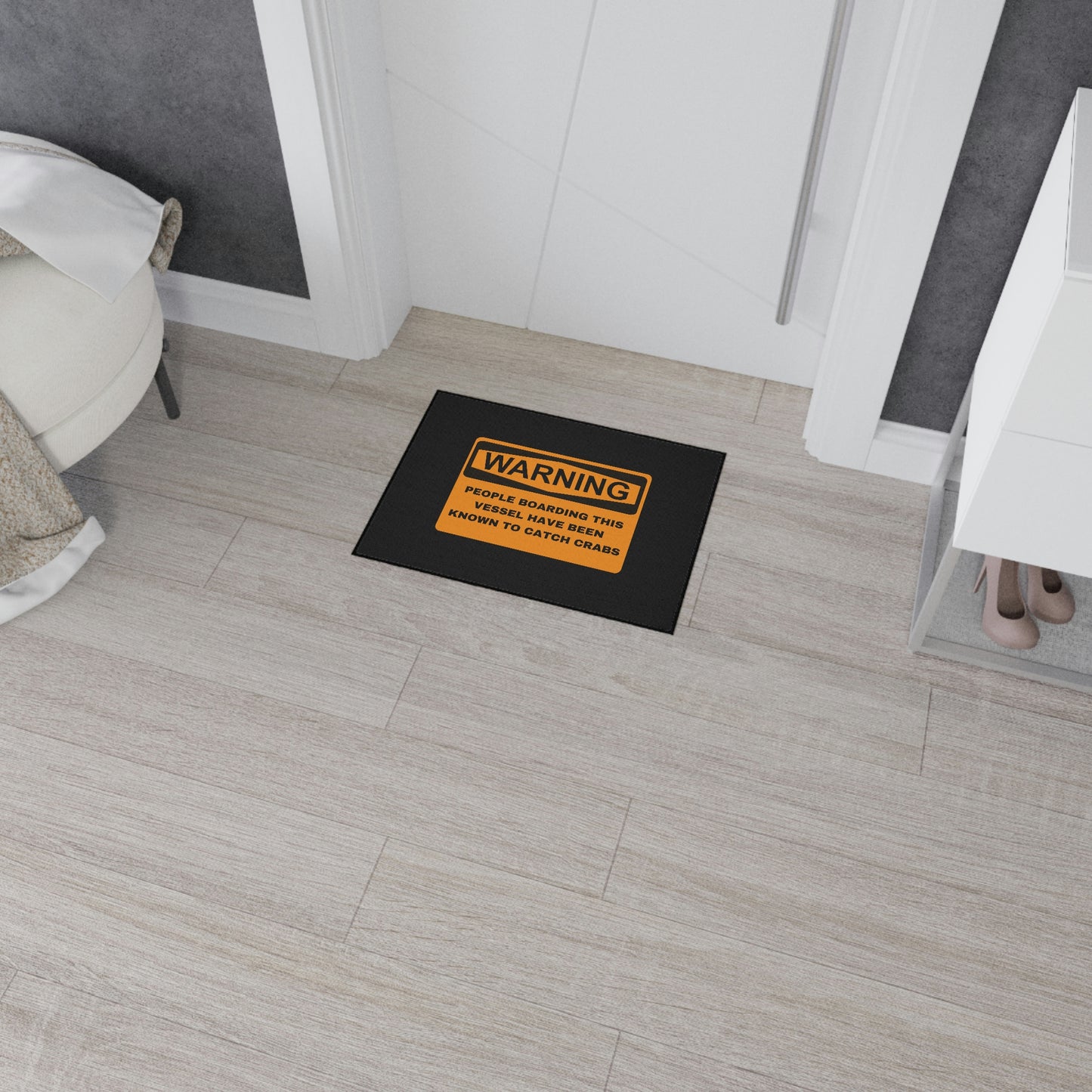 Funny Nautical Heavy Duty Floor Mat, Warning People Boarding This Vessel Have Been Known To Catch Crabs, Dock Mat