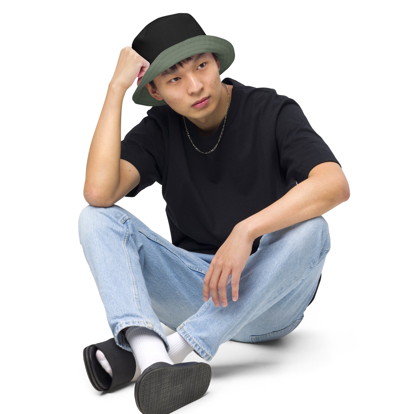 Dill & Black Reversible Unisex bucket hat, Summer Hat, Boating Hat