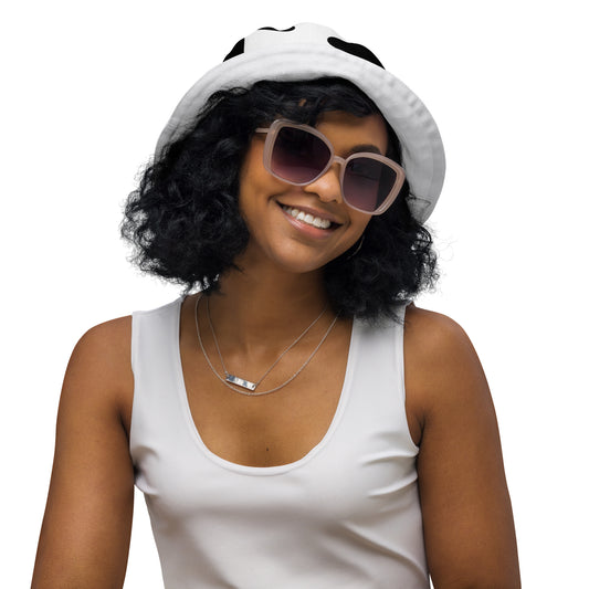 Cow Hide & White Reversible bucket hat, Unisex summer hat, Orca Pattern Boating Hat