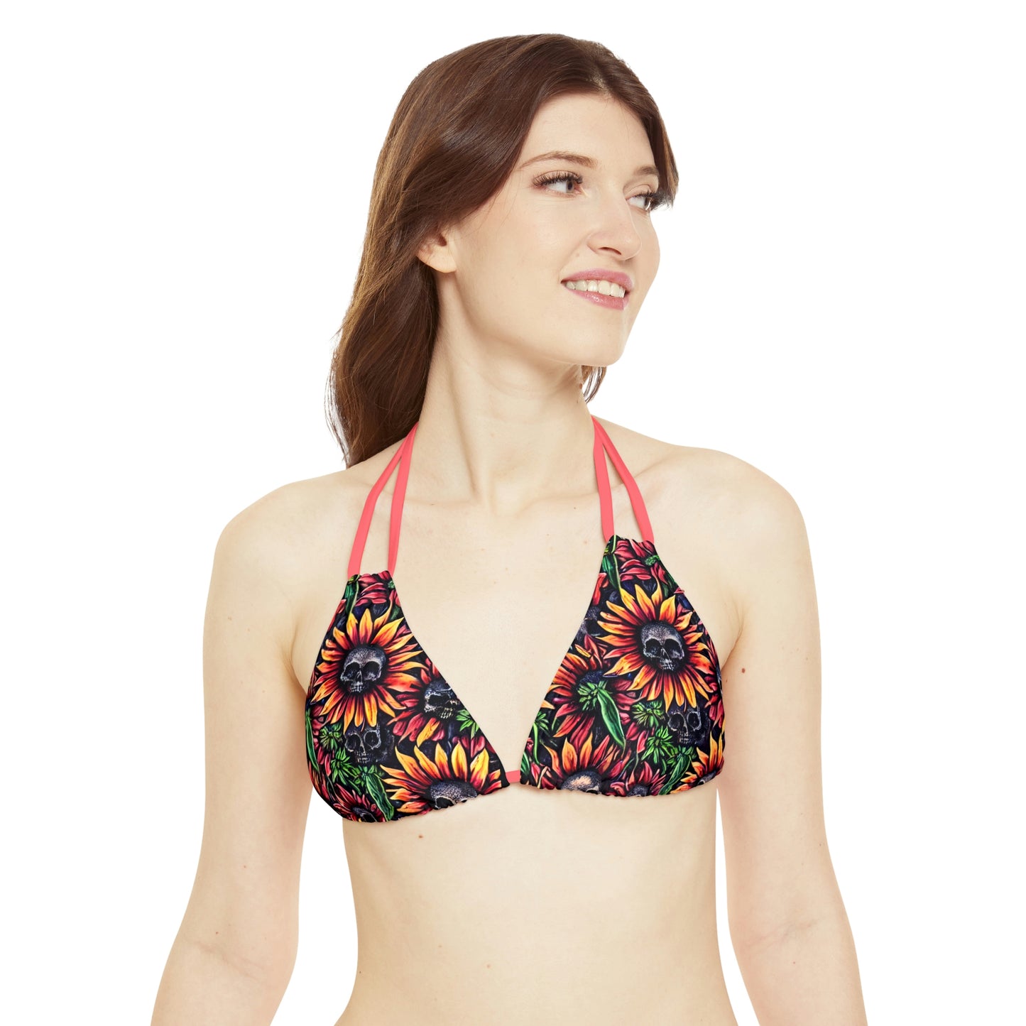 Sunflower Skulls Strappy Triangle Bikini Top