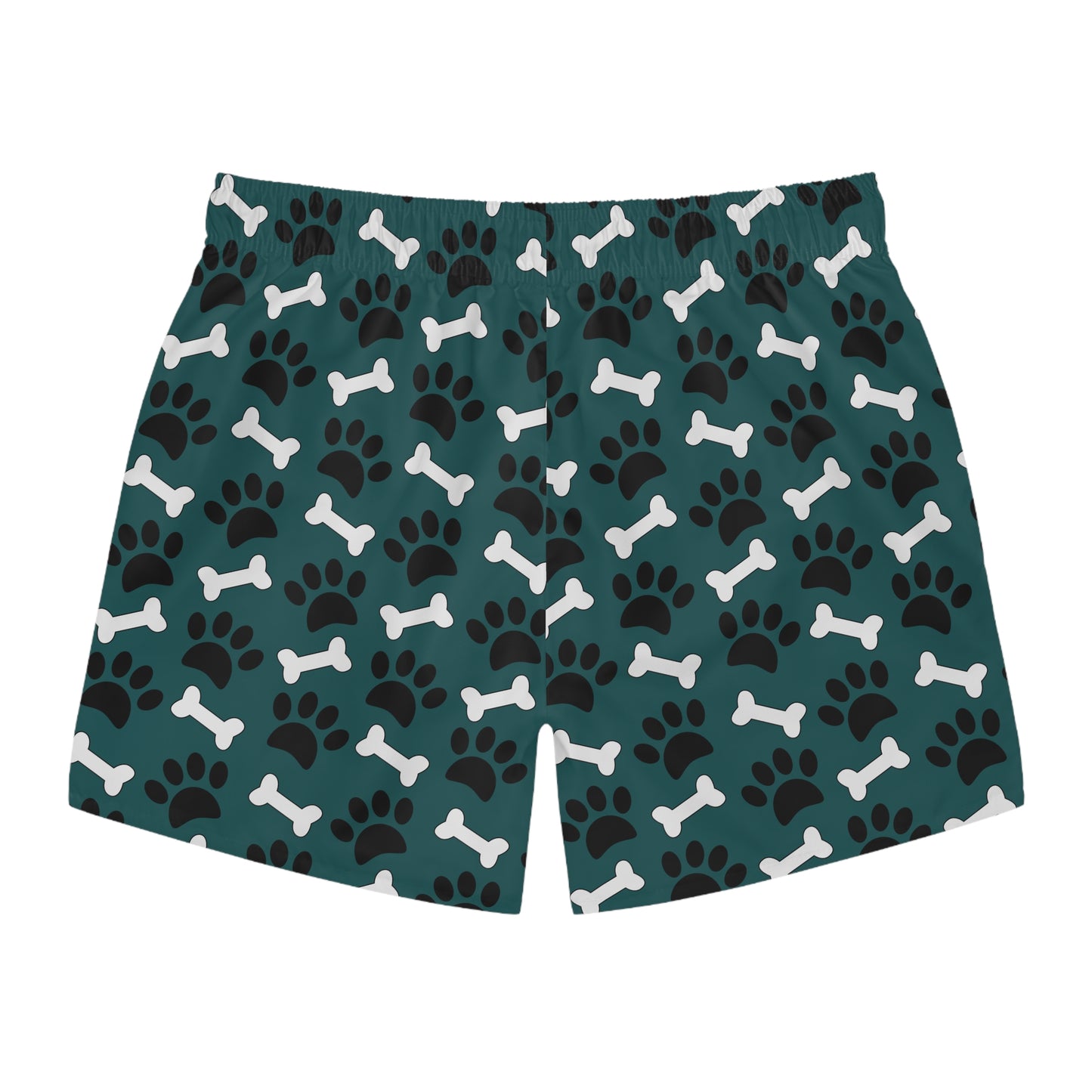 Men's Swim Trunks with paws and bones design, Dog lover's swim trunks
