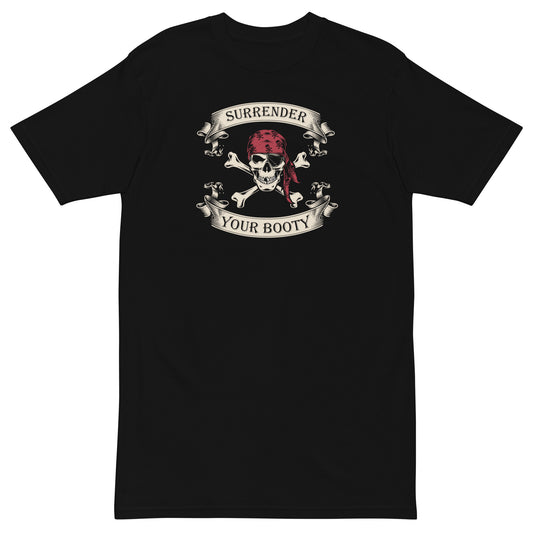 Surrender Your Booty Men’s premium heavyweight tee, Funny Nautical Shirt, Pirate Shirt