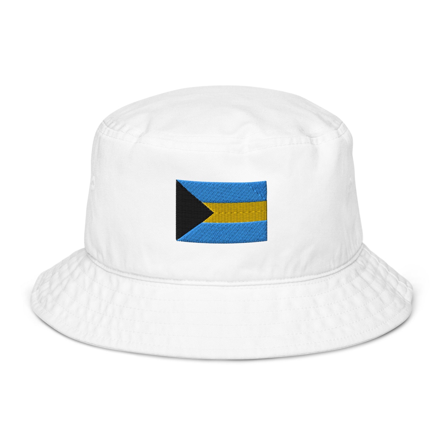 Organic bucket hat with Embroidered  Bahama flag