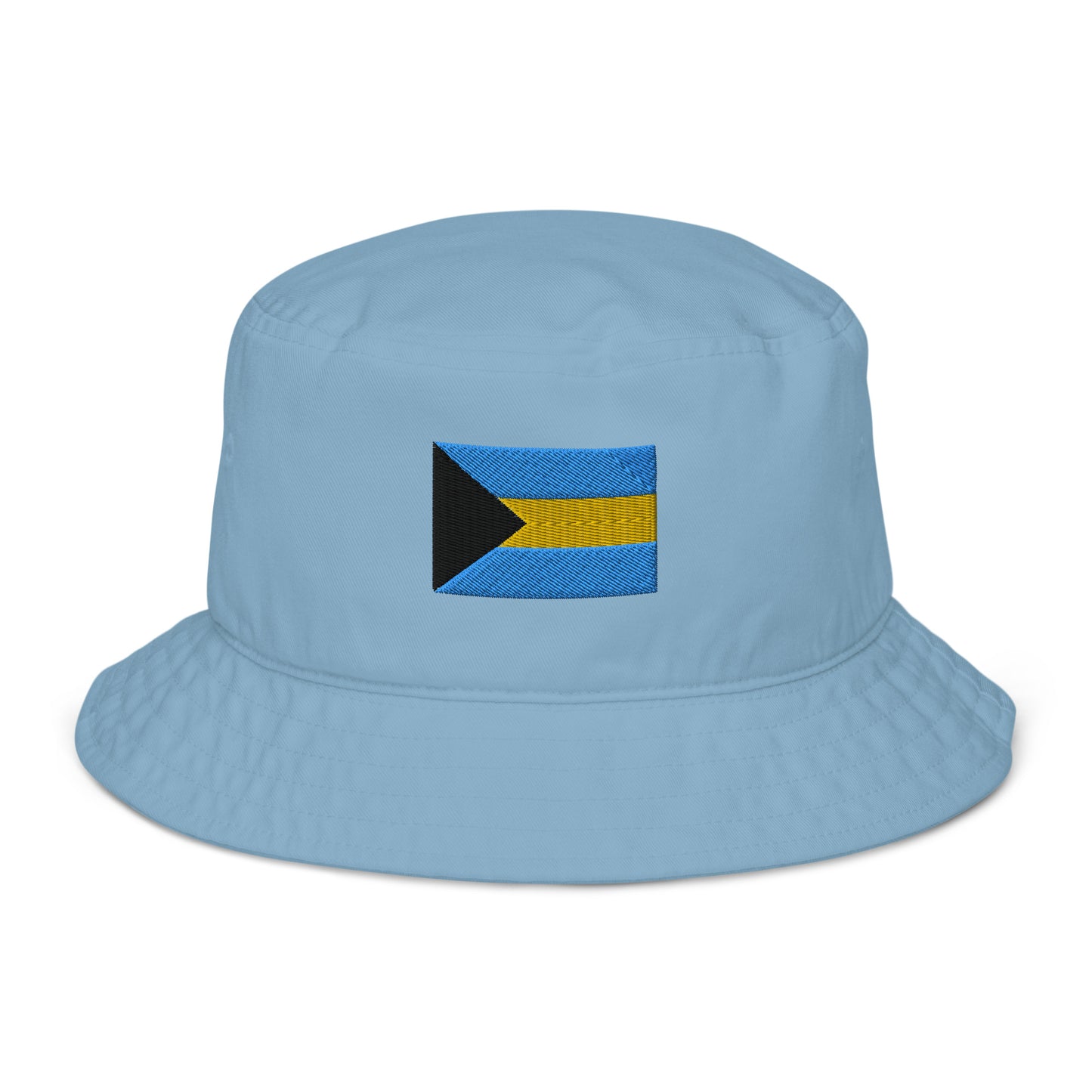 Organic bucket hat with Embroidered  Bahama flag