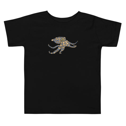 Toddler Short Sleeve Tee featuring a blue ringed octopus, Nautical kids shirt