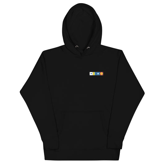 Unisex Hoodie with SKPR (skipper) embroidered in Nautical Flags, Boat owner hoodie