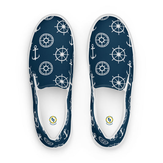 Nautical Theme Women’s Blue slip-on canvas shoes