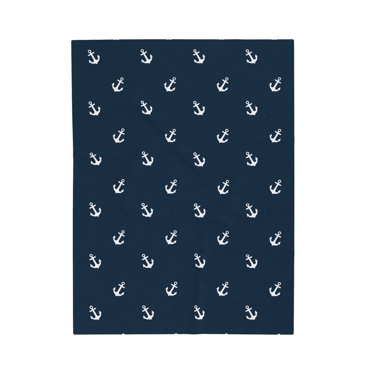 Navy Blue With White Anchors Nautical Design Velveteen Plush Blanket, Boat Blanket, Nautical Gift Idea, Nautical Decor, Boat Gift