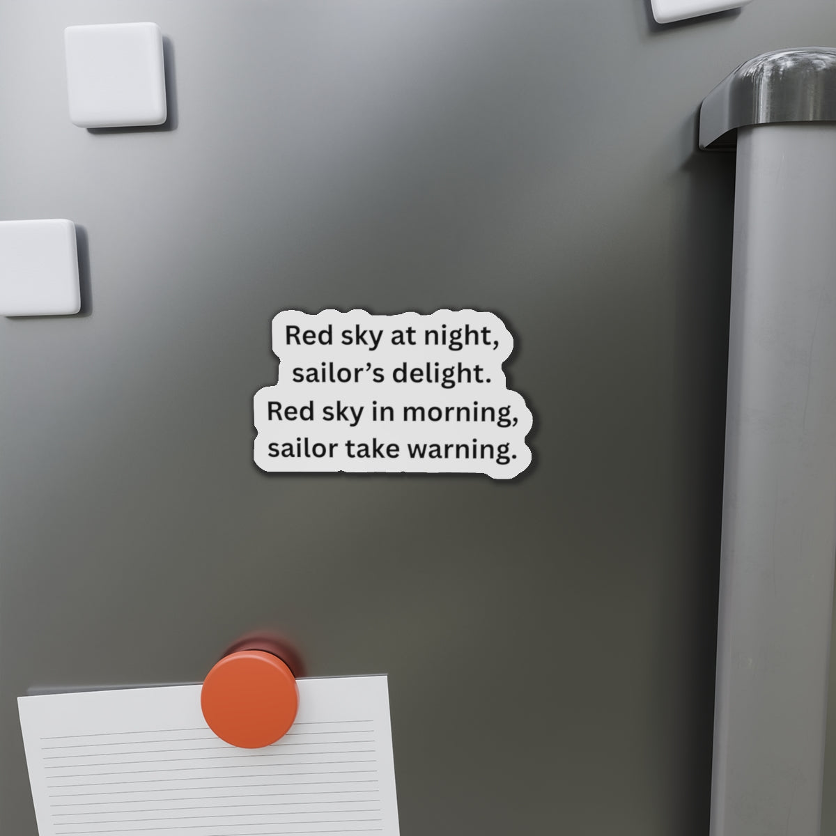 Die-Cut Magnet — “Red sky at night, sailor’s delight” Nautical Quote Magnet (A red sunset often means fair weather ahead.  A red sunrise can signal approaching bad weather.)