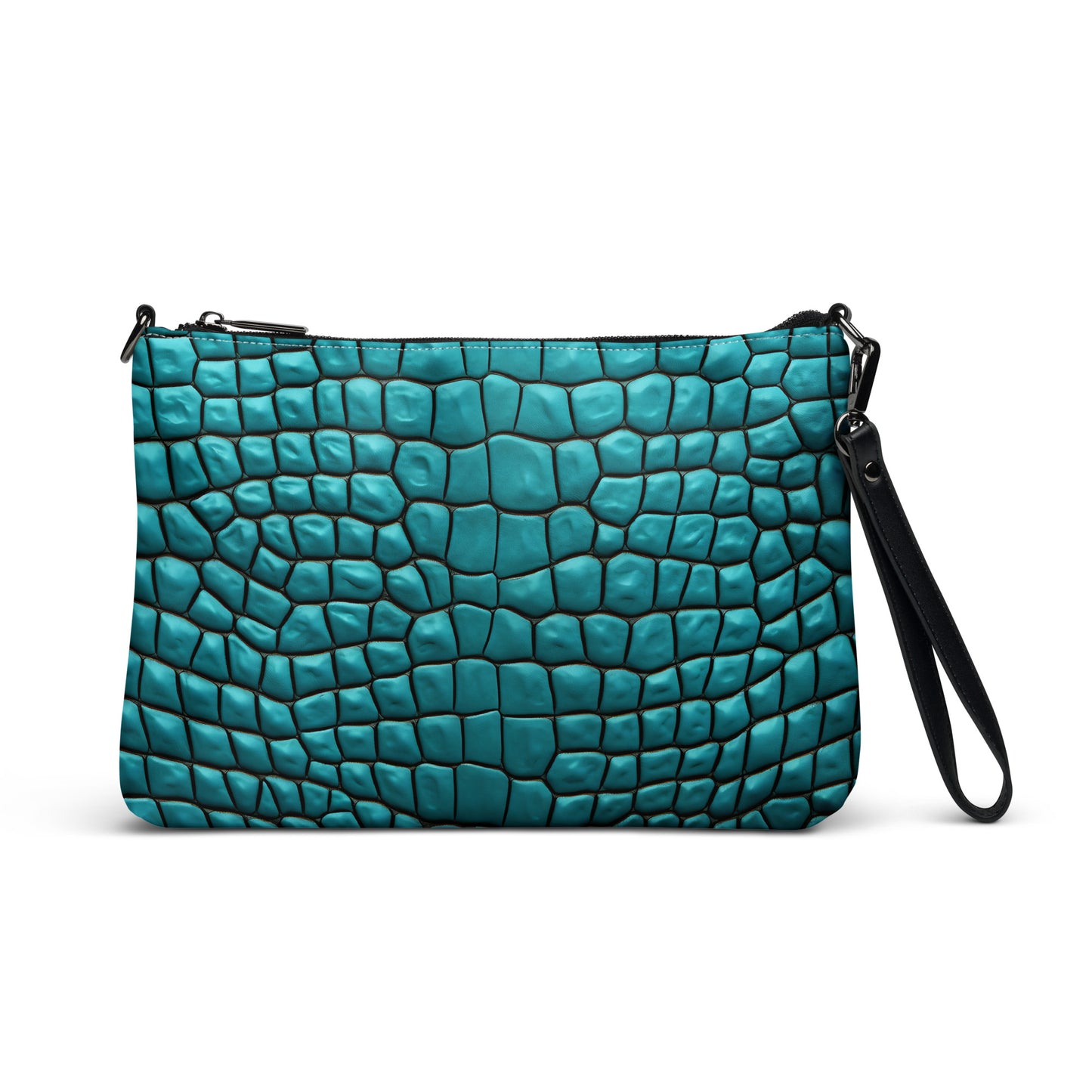 Blue Crocodile Skin Print Crossbody bag, Crocodile Design Handbag, Blue Crocodile Print Purse