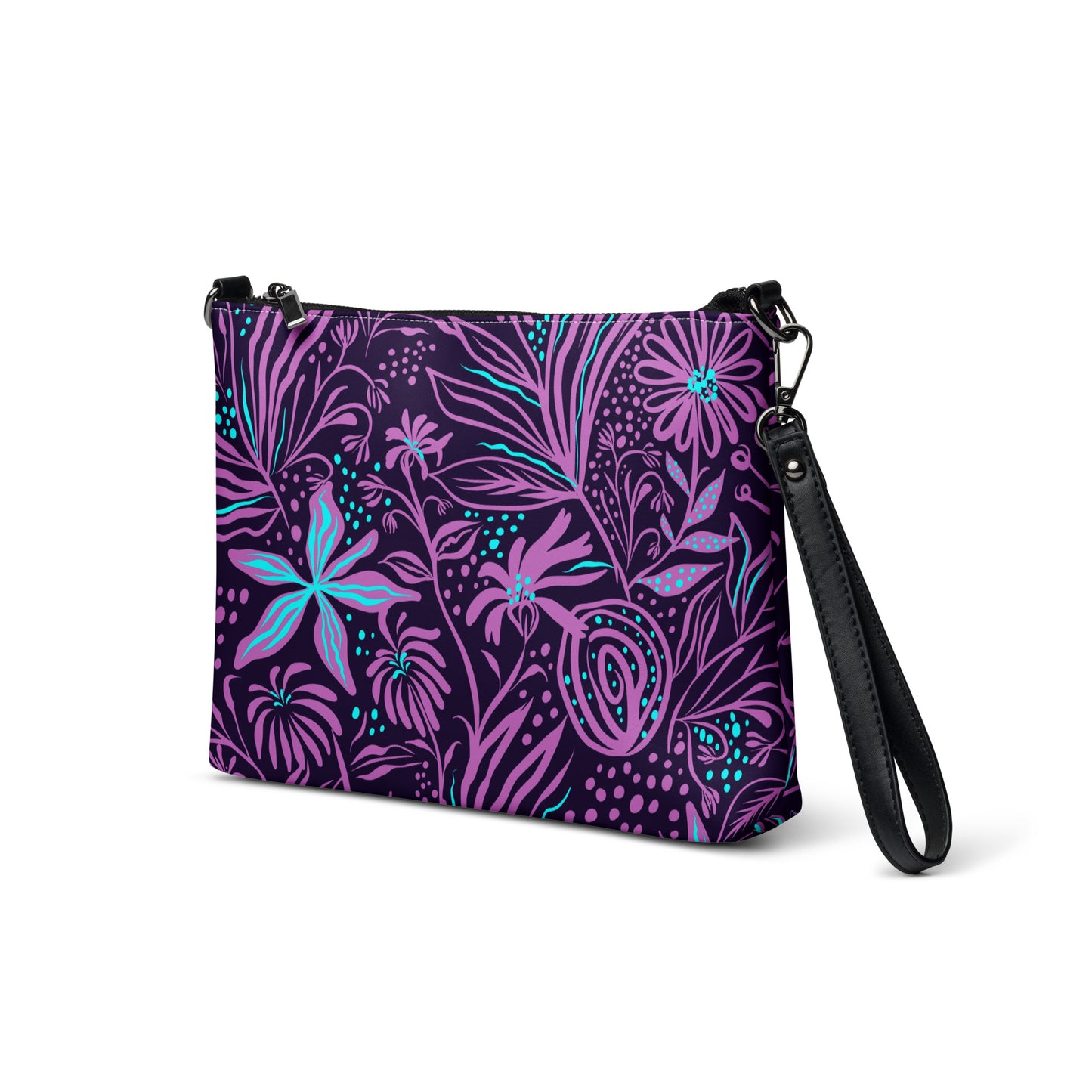 Purple Floral Design Crossbody bag,  Purple Floral Handbag