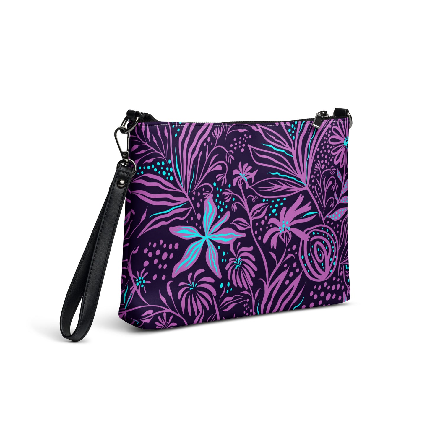 Purple Floral Design Crossbody bag,  Purple Floral Handbag