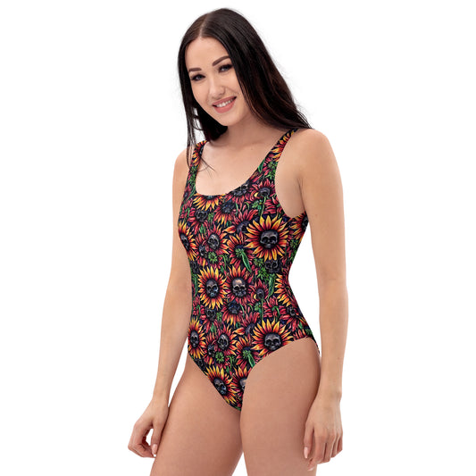 Sunflowers and Skulls One-Piece Swimsuit