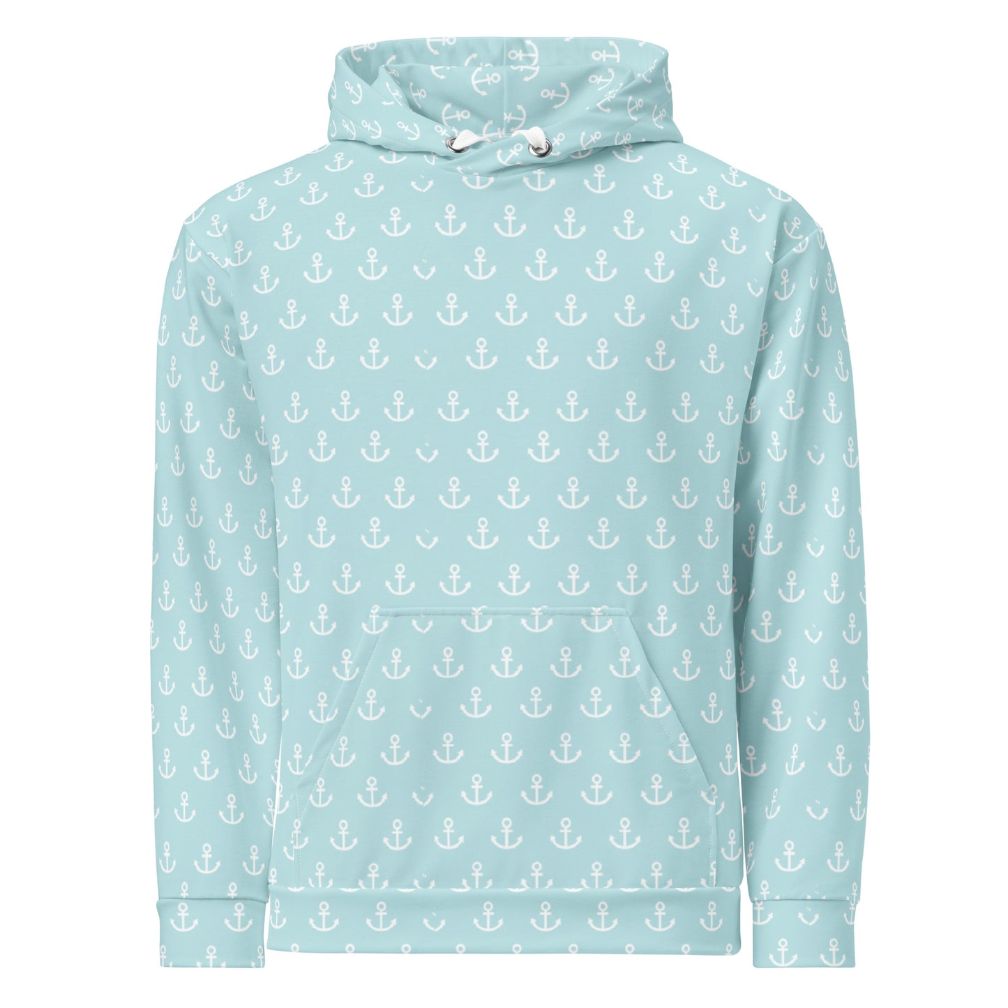 Light Blue with anchors Unisex Hoodie, Nautical Hoodie Gift, Boating Hoodie