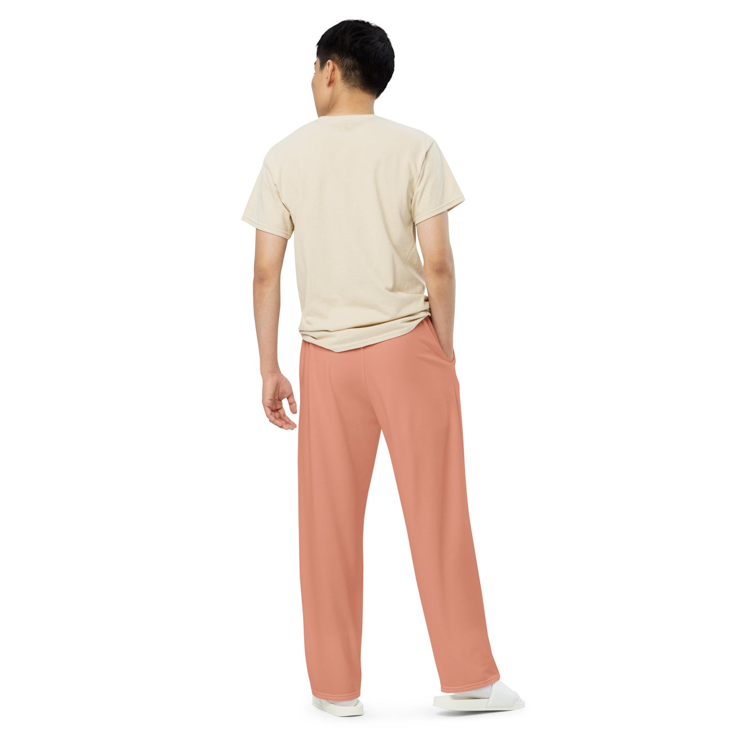 Peach unisex wide-leg pants, Casual Summer Pants, Cruising Pants, Yachting Pants