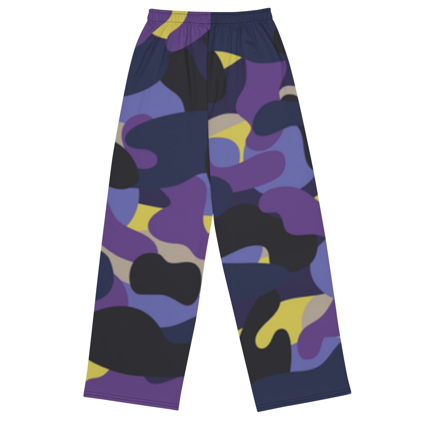 Purple Black Blue Camo unisex wide-leg pants, Cruising Pants, Casual Summer Pants