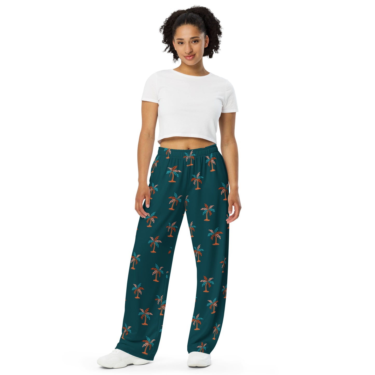 Palm Trees unisex wide-leg pants, Casual Summer Pants, Cruising Pants