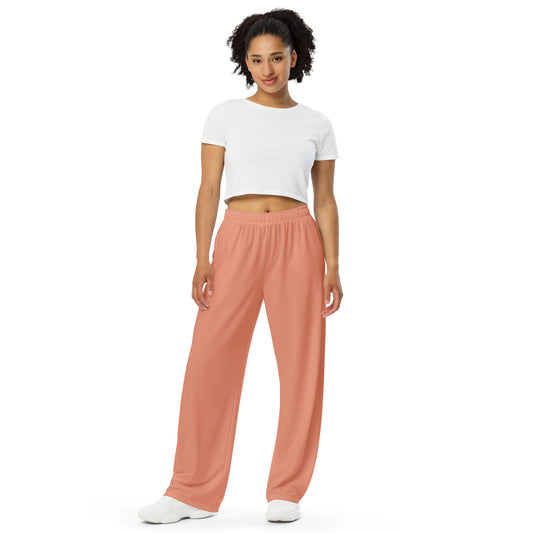 Peach unisex wide-leg pants, Casual Summer Pants, Cruising Pants, Yachting Pants