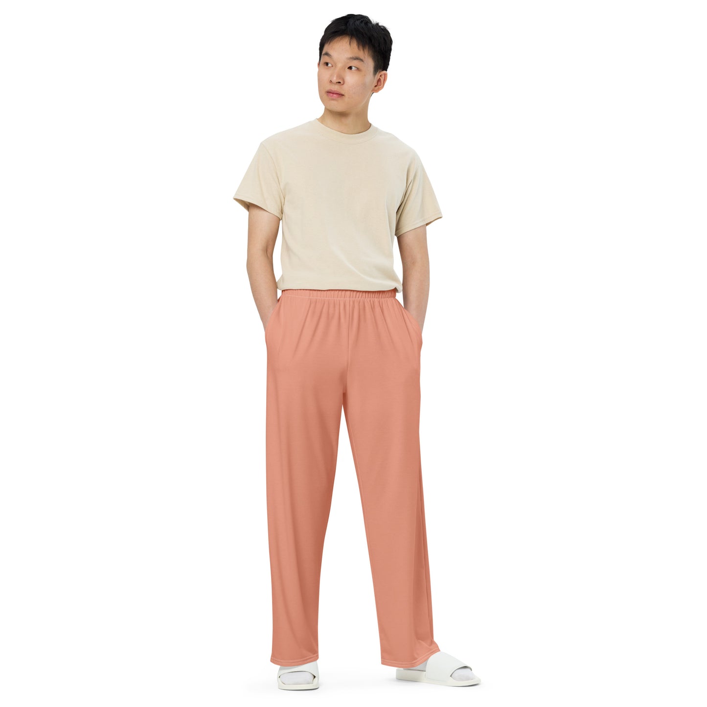 Peach unisex wide-leg pants, Casual Summer Pants, Cruising Pants, Yachting Pants