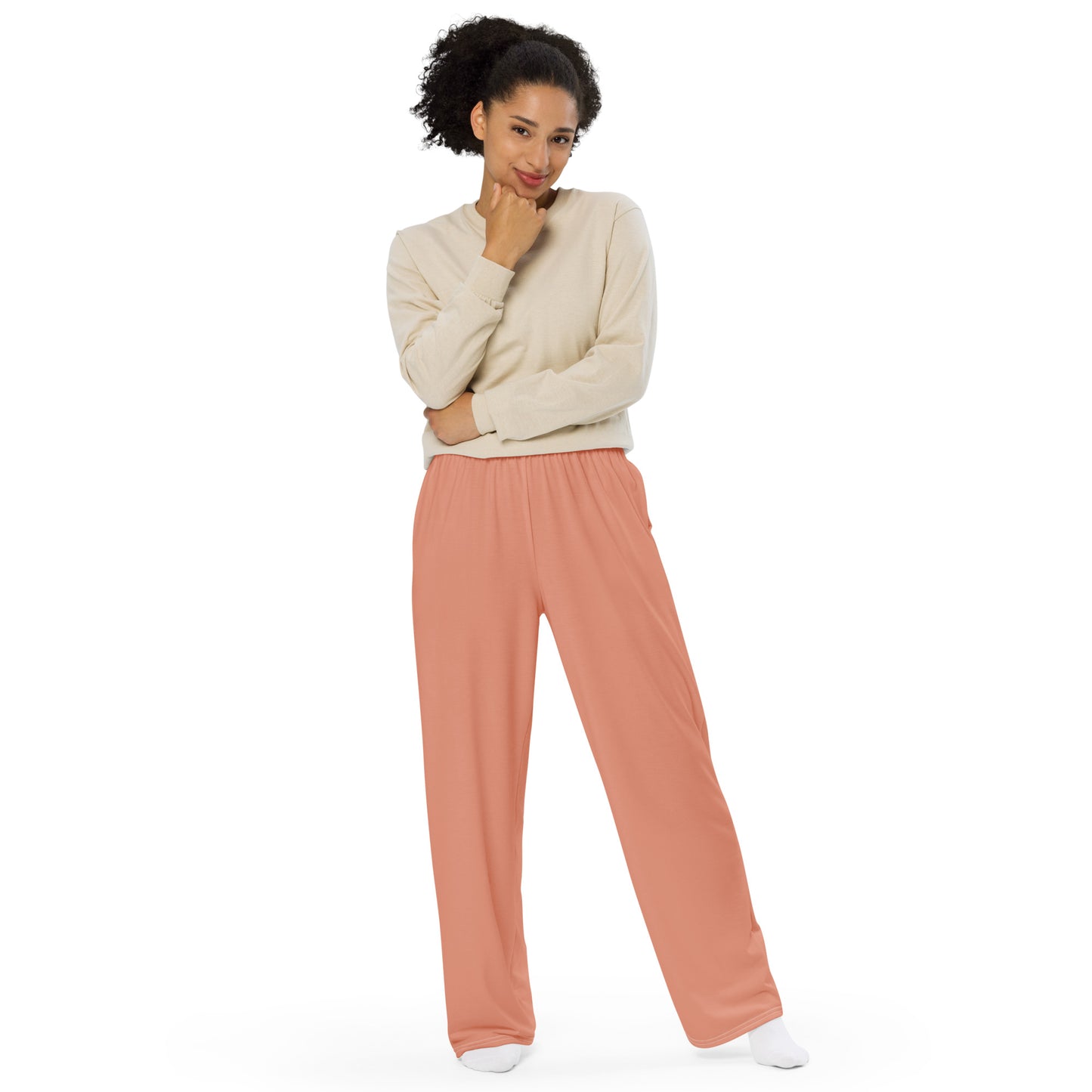 Peach unisex wide-leg pants, Casual Summer Pants, Cruising Pants, Yachting Pants