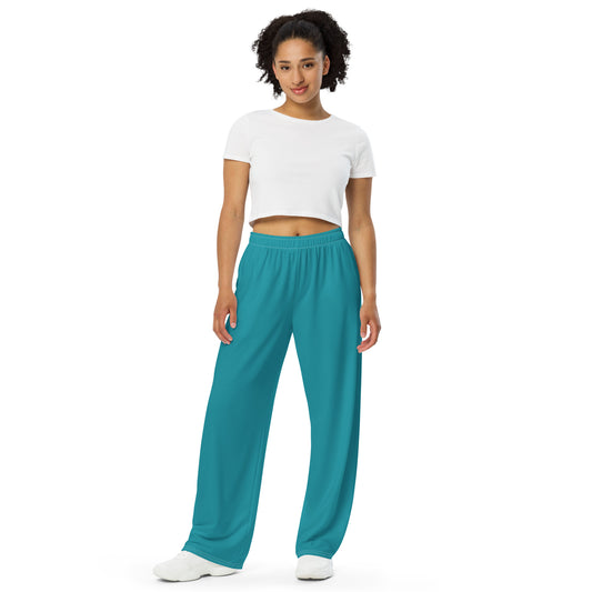 Lagoon Blue unisex wide-leg pants, Sailing pants, cruising pants, Summer casual pants