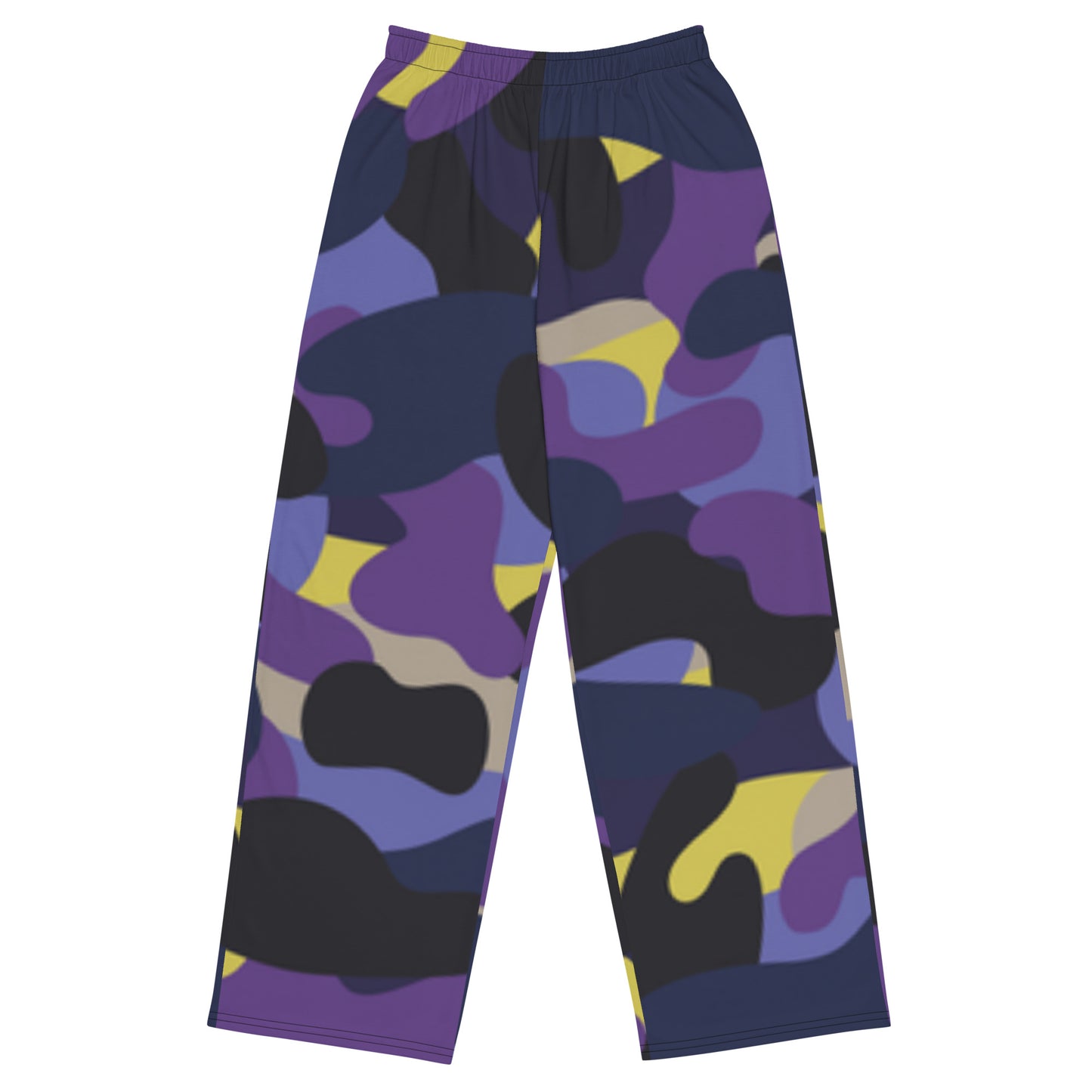 Purple Black Blue Camo unisex wide-leg pants, Cruising Pants, Casual Summer Pants