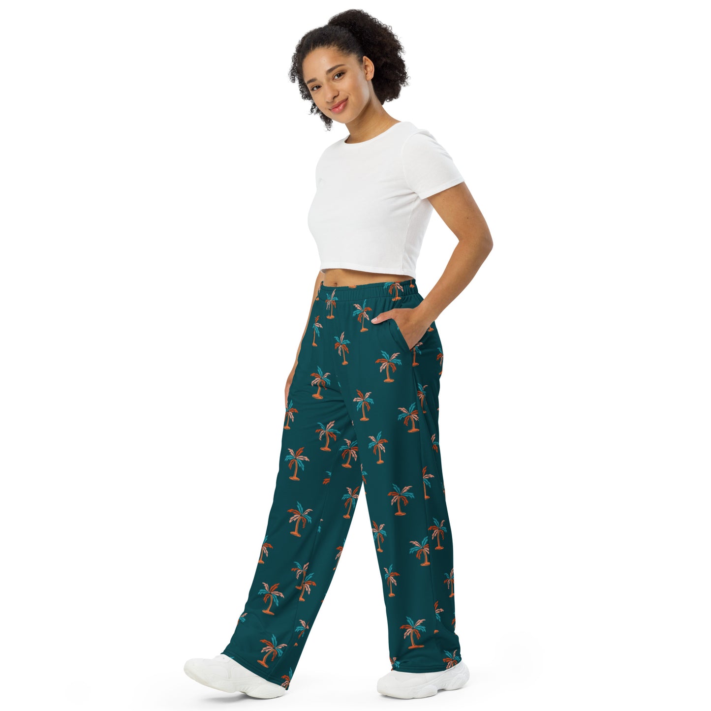 Palm Trees unisex wide-leg pants, Casual Summer Pants, Cruising Pants