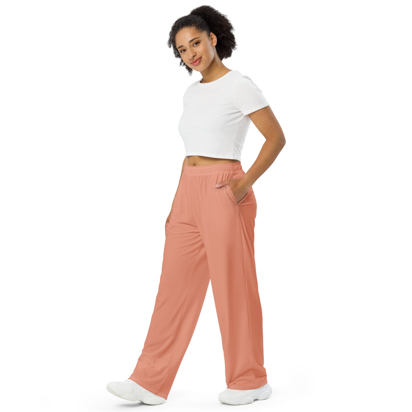 Peach unisex wide-leg pants, Casual Summer Pants, Cruising Pants, Yachting Pants