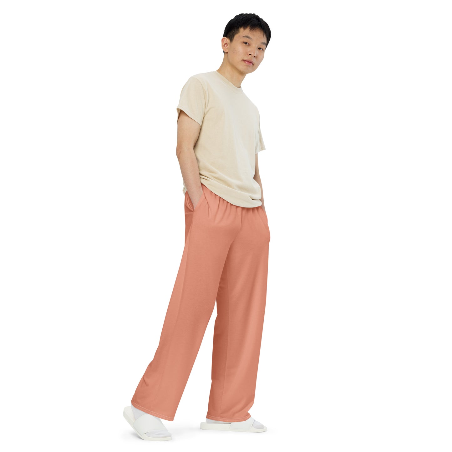 Peach unisex wide-leg pants, Casual Summer Pants, Cruising Pants, Yachting Pants