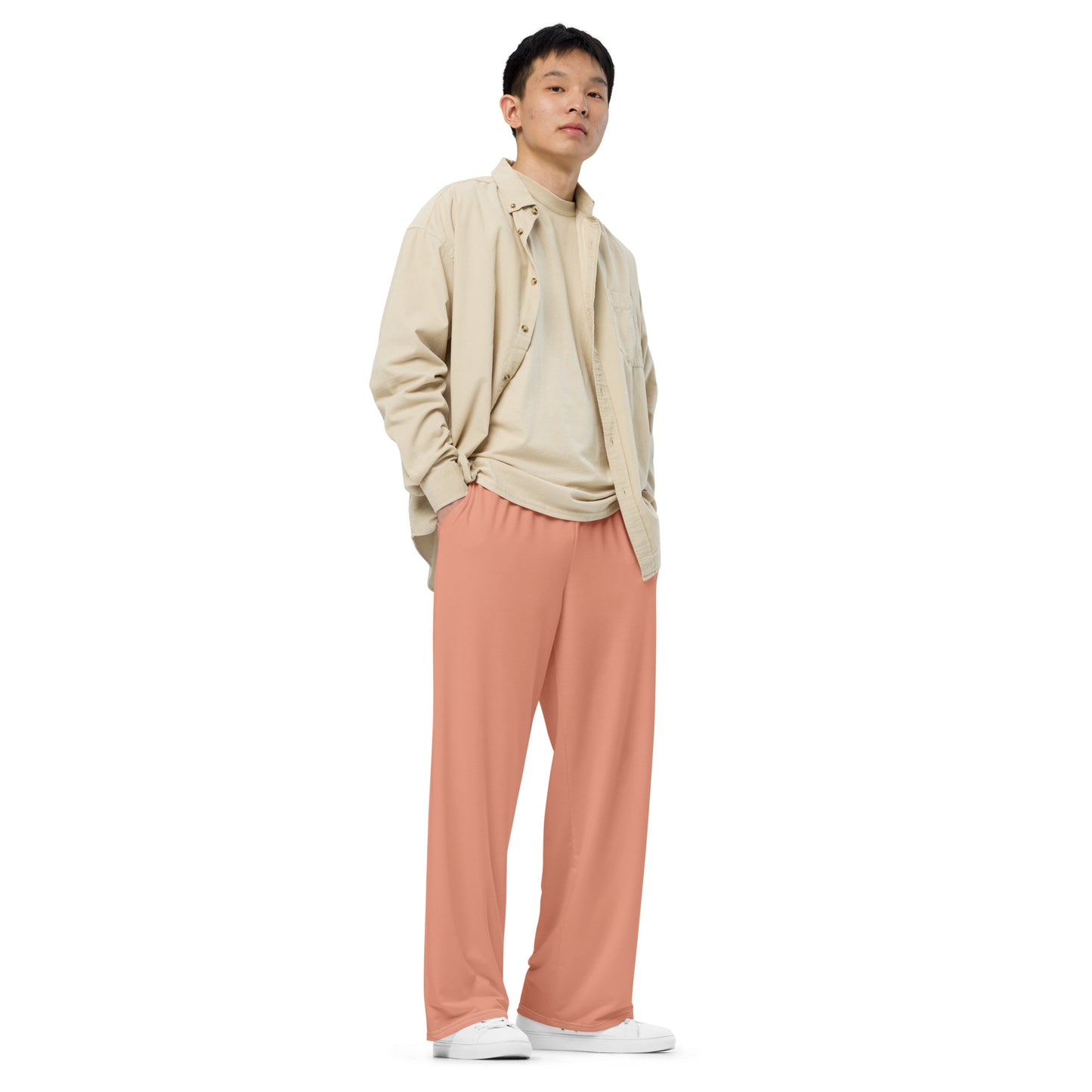 Peach unisex wide-leg pants, Casual Summer Pants, Cruising Pants, Yachting Pants