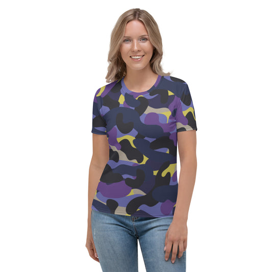 Women's Purple Camo T-shirt, Artistic Camo Shirt