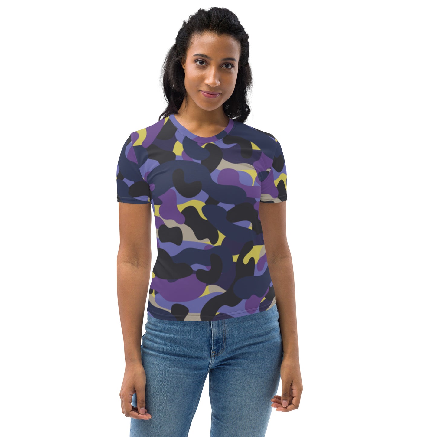 Women's Purple Camo T-shirt, Artistic Camo Shirt