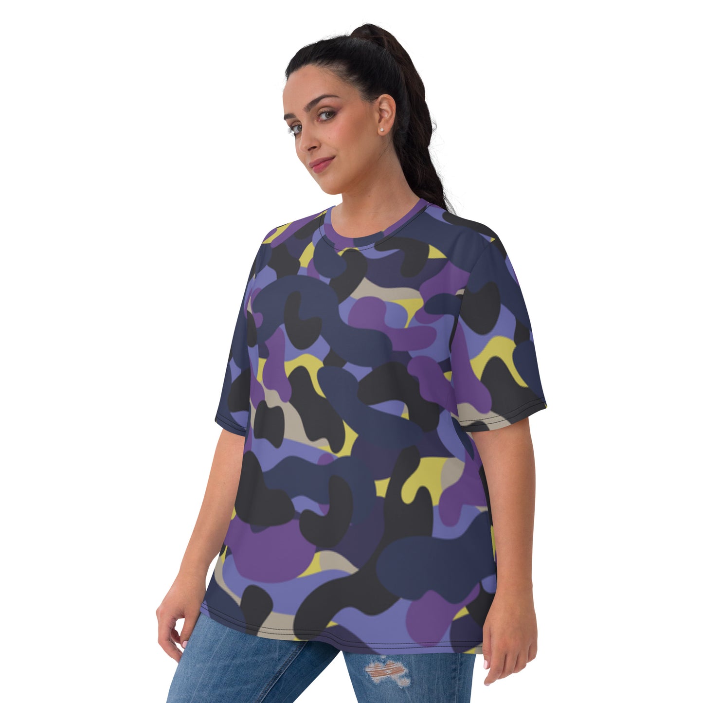 Women's Purple Camo T-shirt, Artistic Camo Shirt