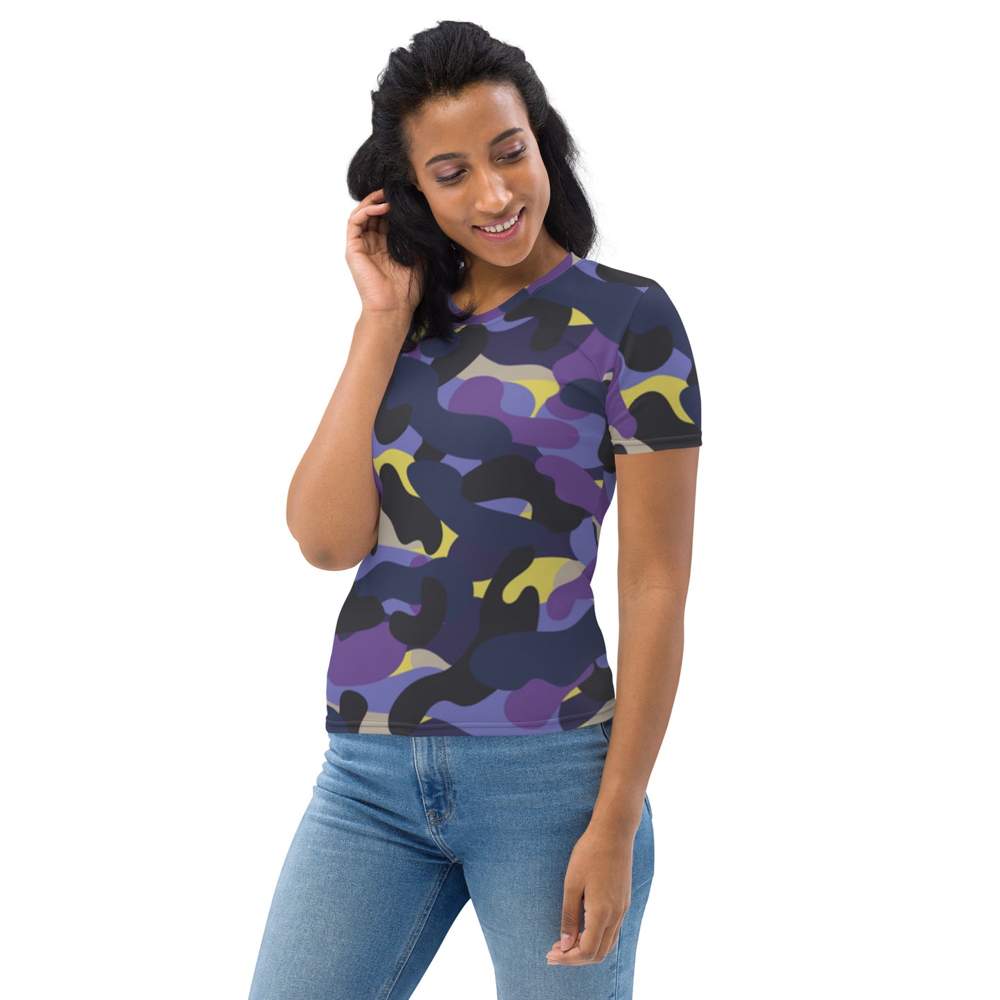 Women's Purple Camo T-shirt, Artistic Camo Shirt